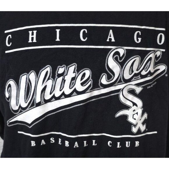 Vtg Dynasty Chicago White Sox MLB XL Black White Metallic Relaxed Fit T-Shirt 04 - Picture 2 of 11